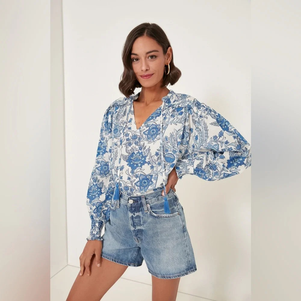 Ro’s Garden Tuckernuck Blue Leticia Hollie Shirt Size Large (fits XL)